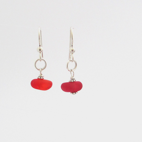 red sea glass earrings