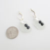 snowy white sea glass earrings with black snowflake obidian beads 8