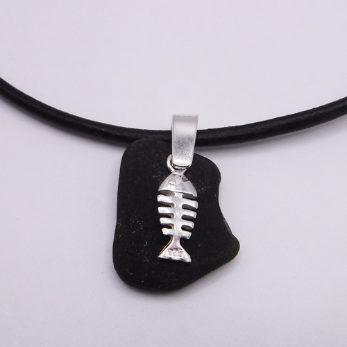 black sea glass necklace 1
