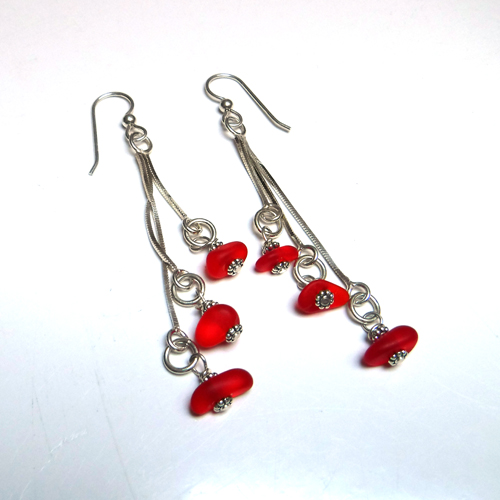 red sea glass earrings 1