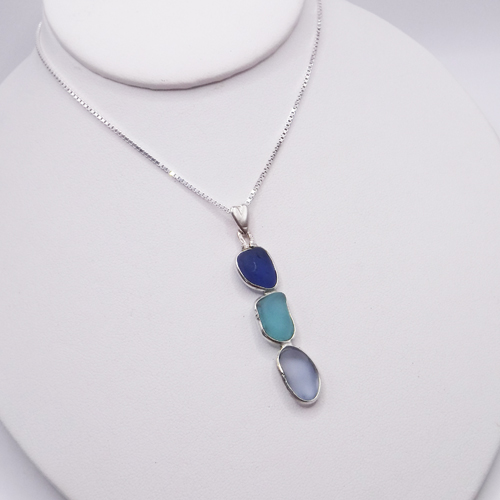 3 piece drop sea glass necklace 3