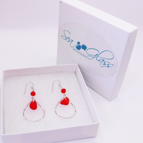 red sea glass earrings 3