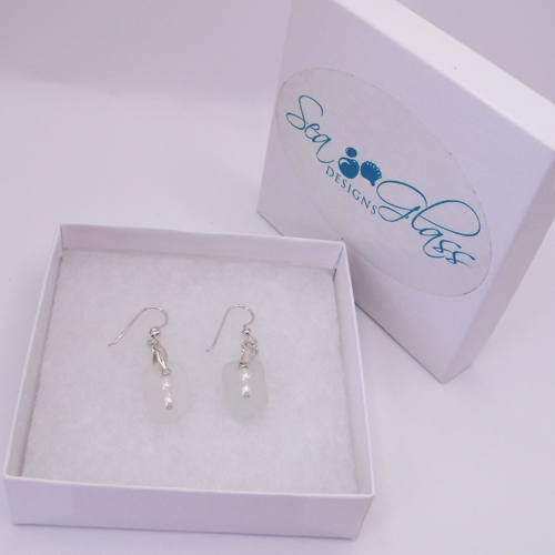 white sea glass earrings 5